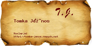 Tomka János névjegykártya